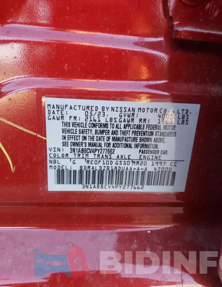 3N1AB8CV4PY277662 Photo# 12