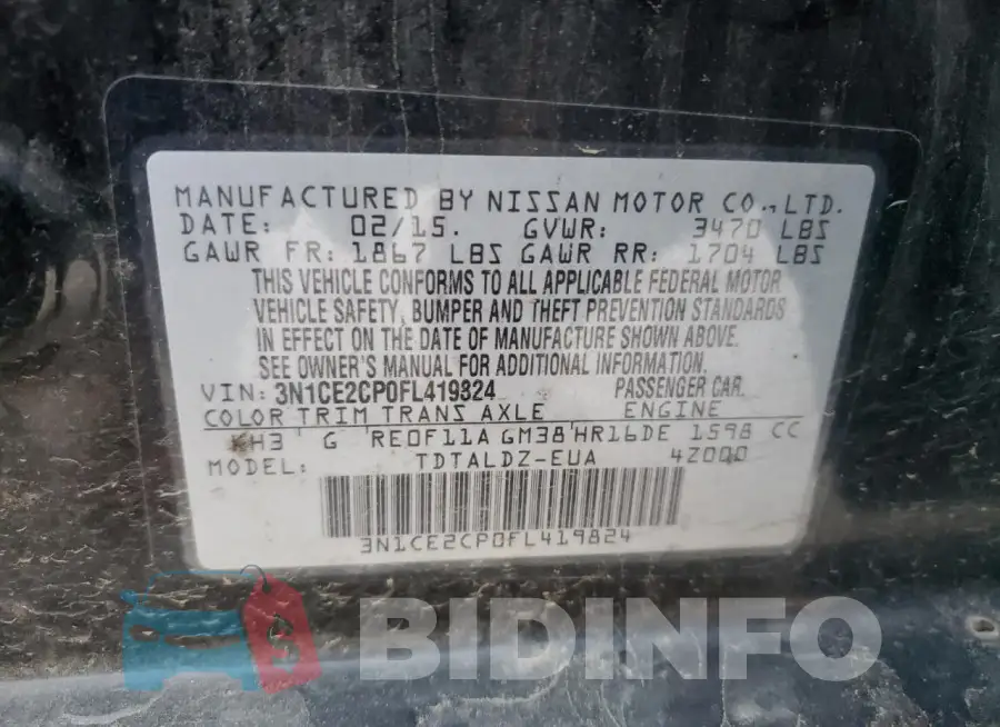 3N1CE2CP0FL419824 Photo# 12