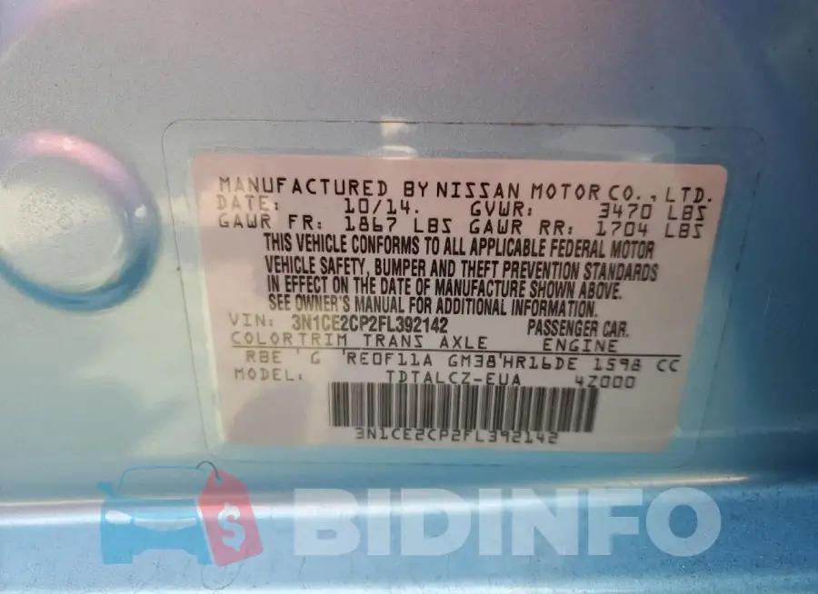 3N1CE2CP2FL392142 Photo# 13