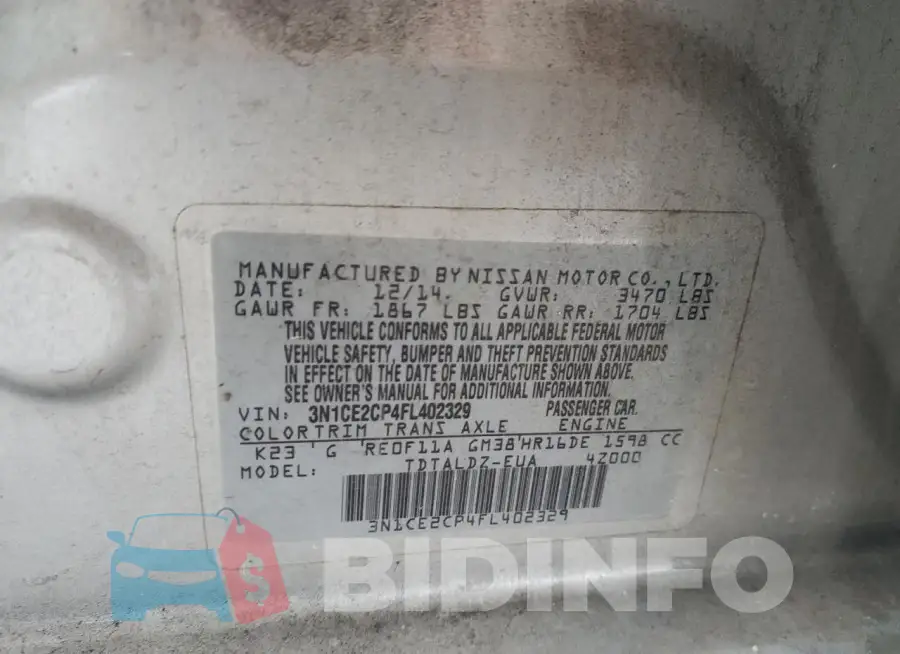 3N1CE2CP4FL402329 Photo# 12
