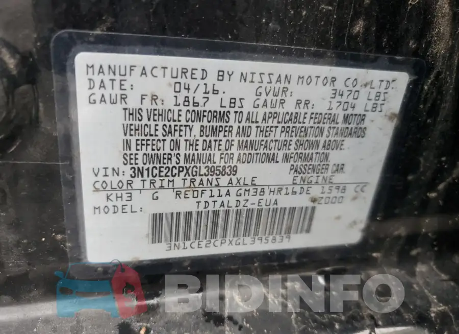 3N1CE2CPXGL395839 Photo# 12
