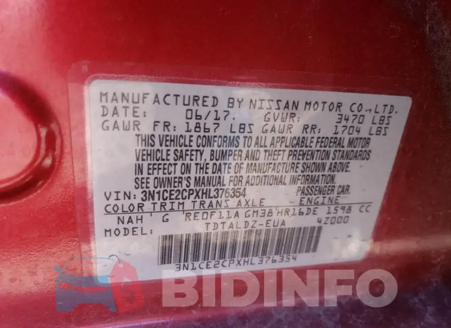 3N1CE2CPXHL376354 Photo# 12