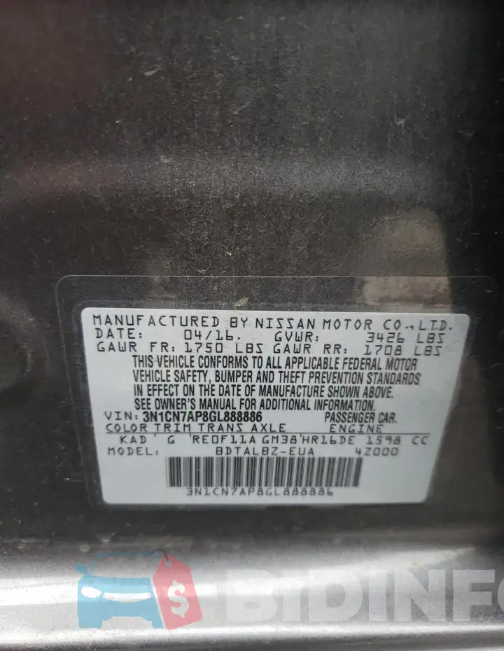 3N1CN7AP8GL888886 Photo# 12