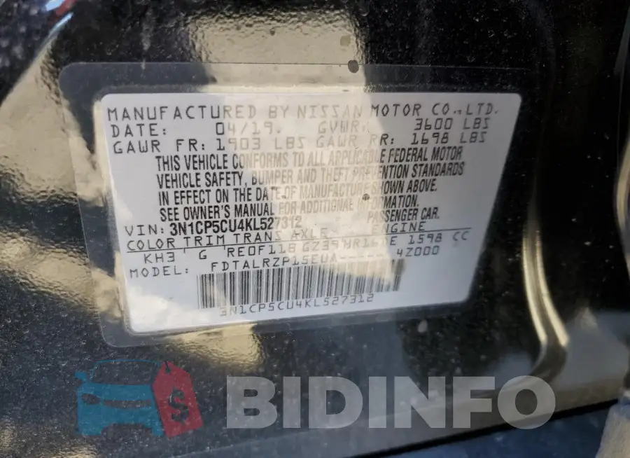 3N1CP5CU4KL527312 Photo# 12