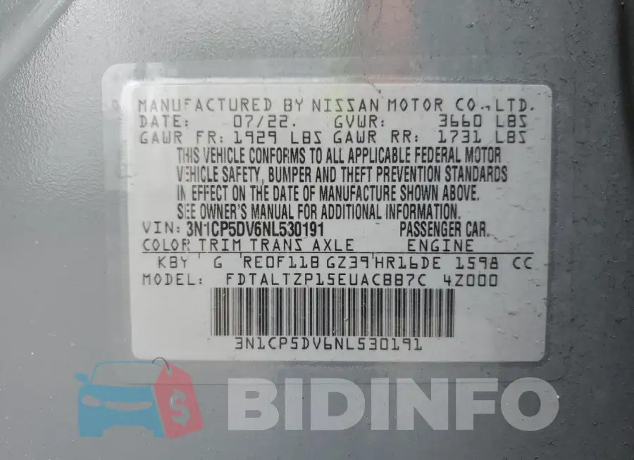 3N1CP5DV6NL530191 Photo# 13