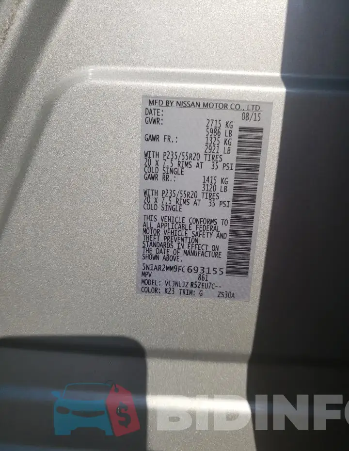 5N1AR2MM9FC693155 Photo# 12