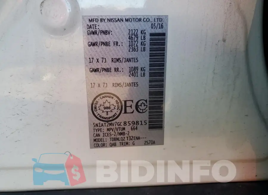 5N1AT2MV7GC859815 Photo# 13
