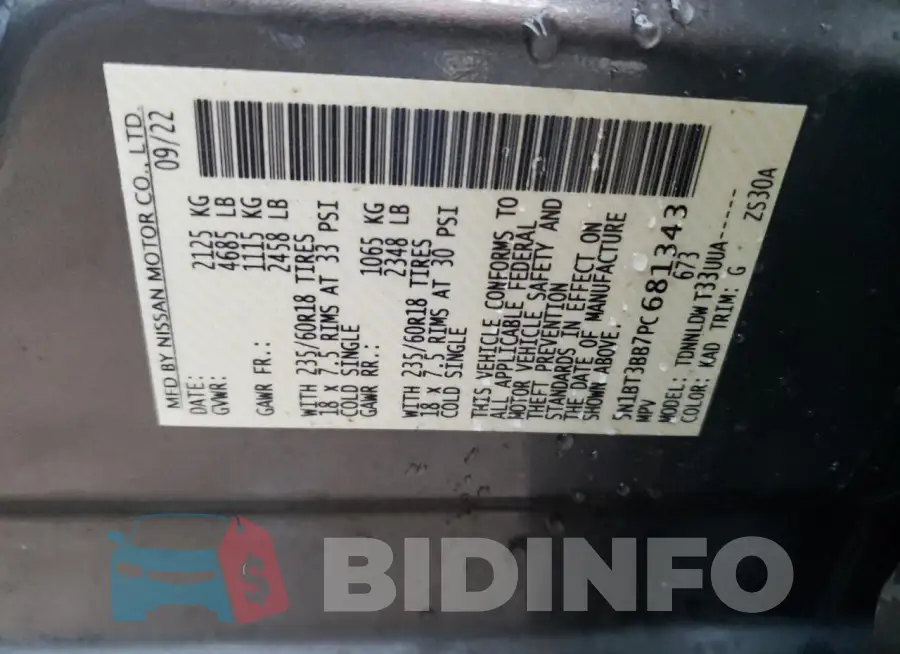 5N1BT3BB7PC681343 Photo# 14