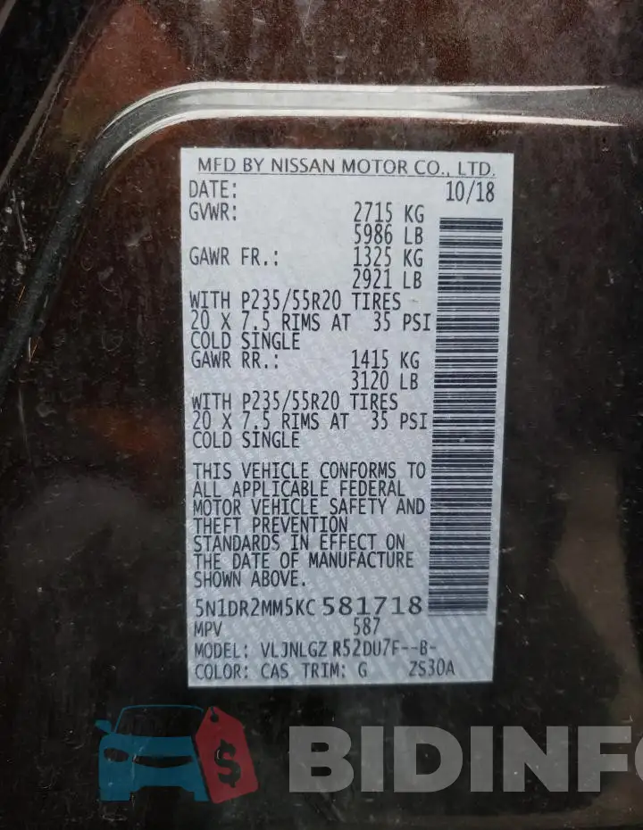 5N1DR2MM5KC581718 Photo# 13