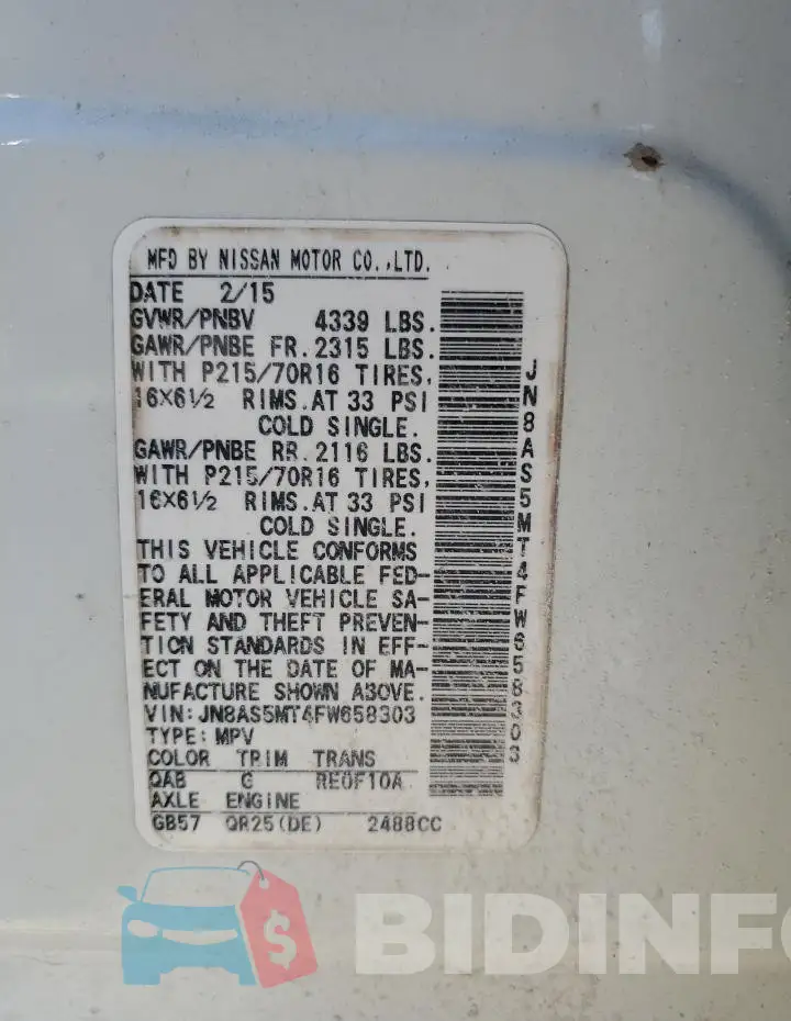 JN8AS5MT4FW658303 Photo# 13