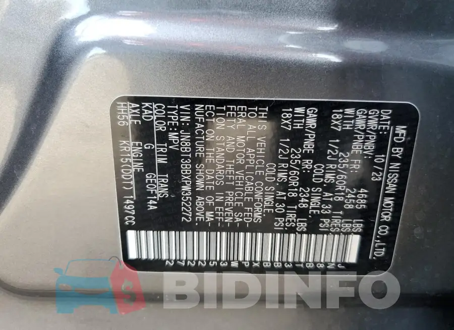 JN8BT3BBXPW352272 Photo# 13