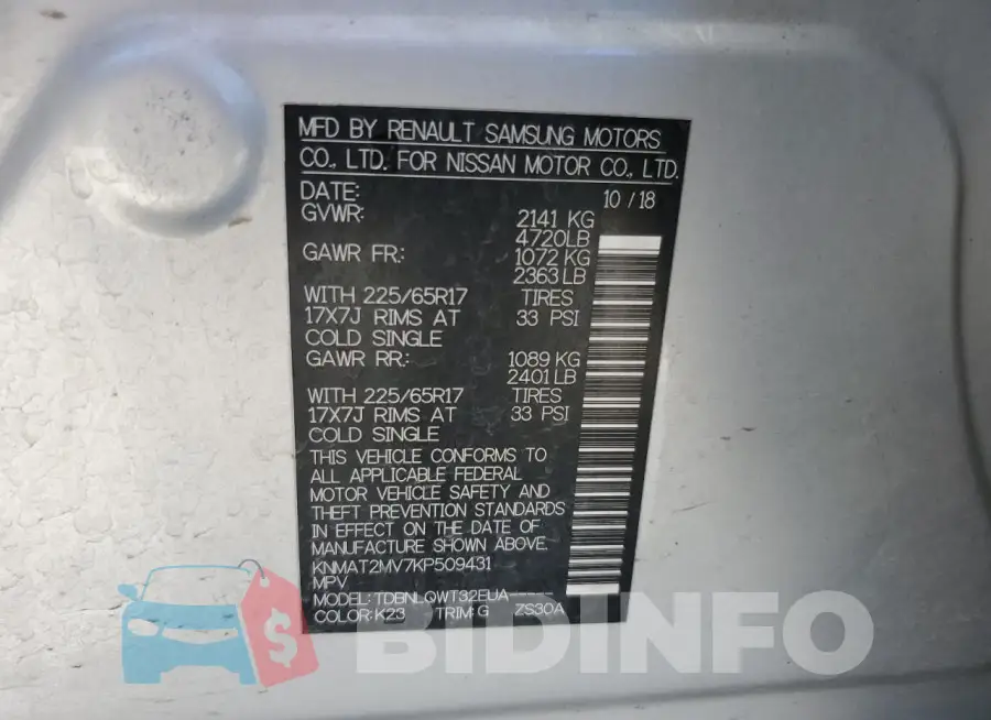 KNMAT2MV7KP509431 Photo# 12