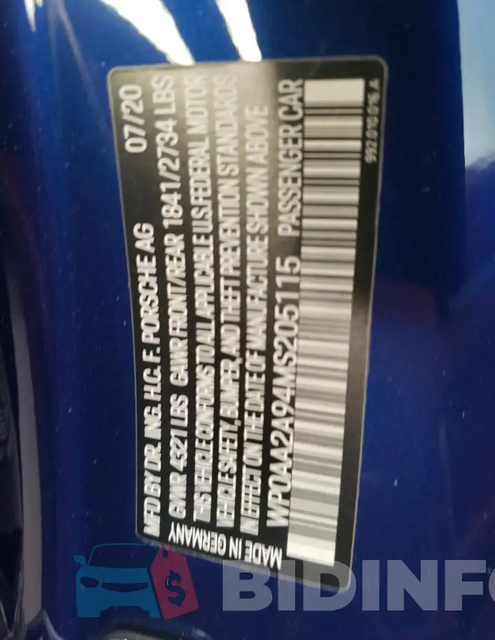 WP0AA2A94MS205115 Photo# 12
