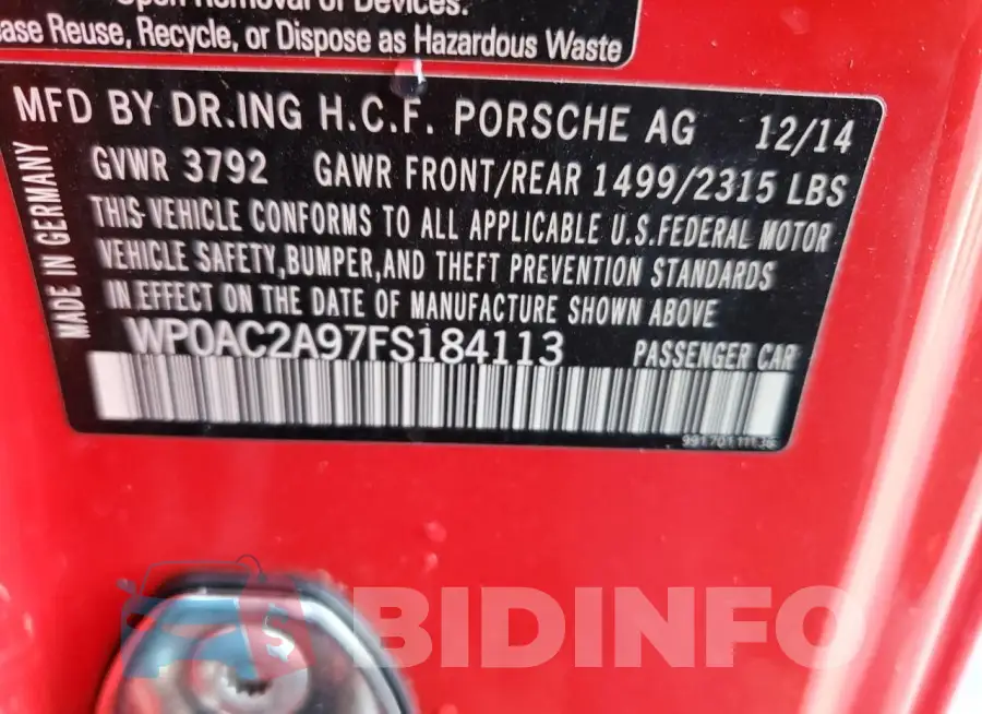 WP0AC2A97FS184113 Photo# 13