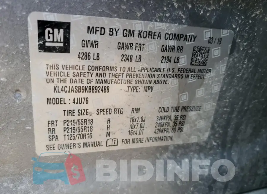 KL4CJASB9KB892488 Photo# 12