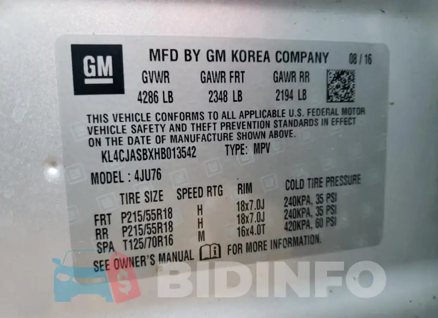 KL4CJASBXHB013542 Photo# 14