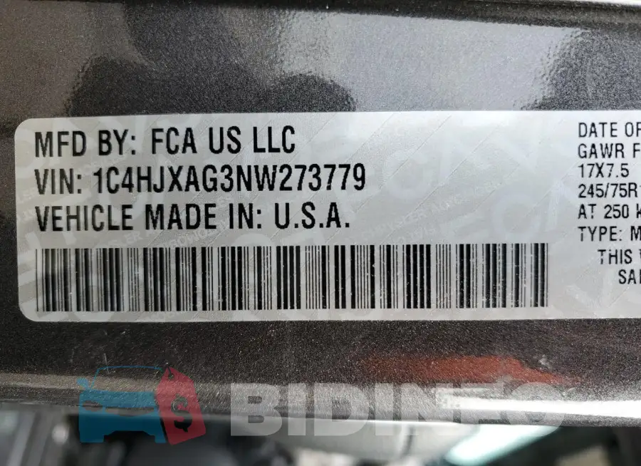 1C4HJXAG3NW273779 Photo# 12