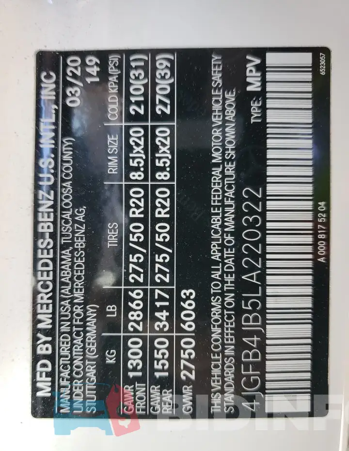 4JGFB4JB5LA220322 Photo# 12