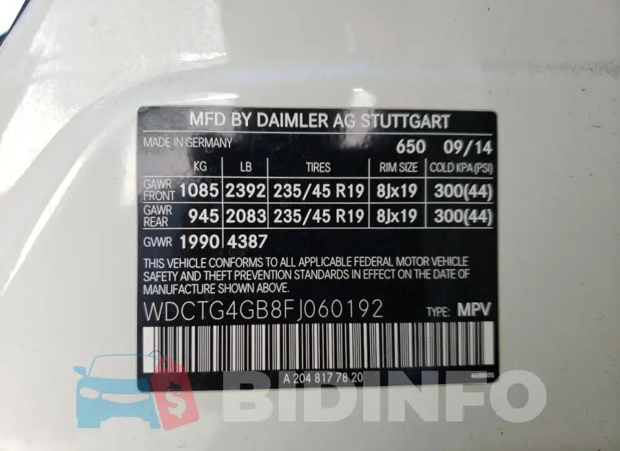 WDCTG4GB8FJ060192 Photo# 13