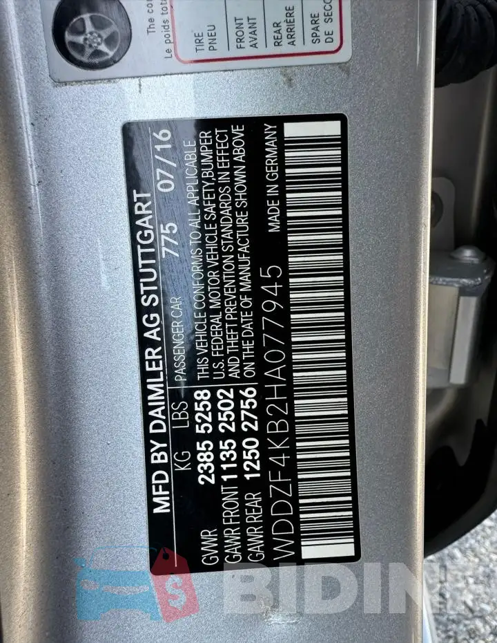 WDDZF4KB2HA077945 Photo# 10