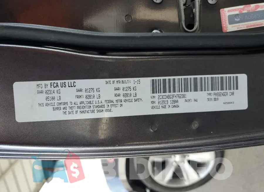 2C3CDXBG3FH762381 Photo# 13