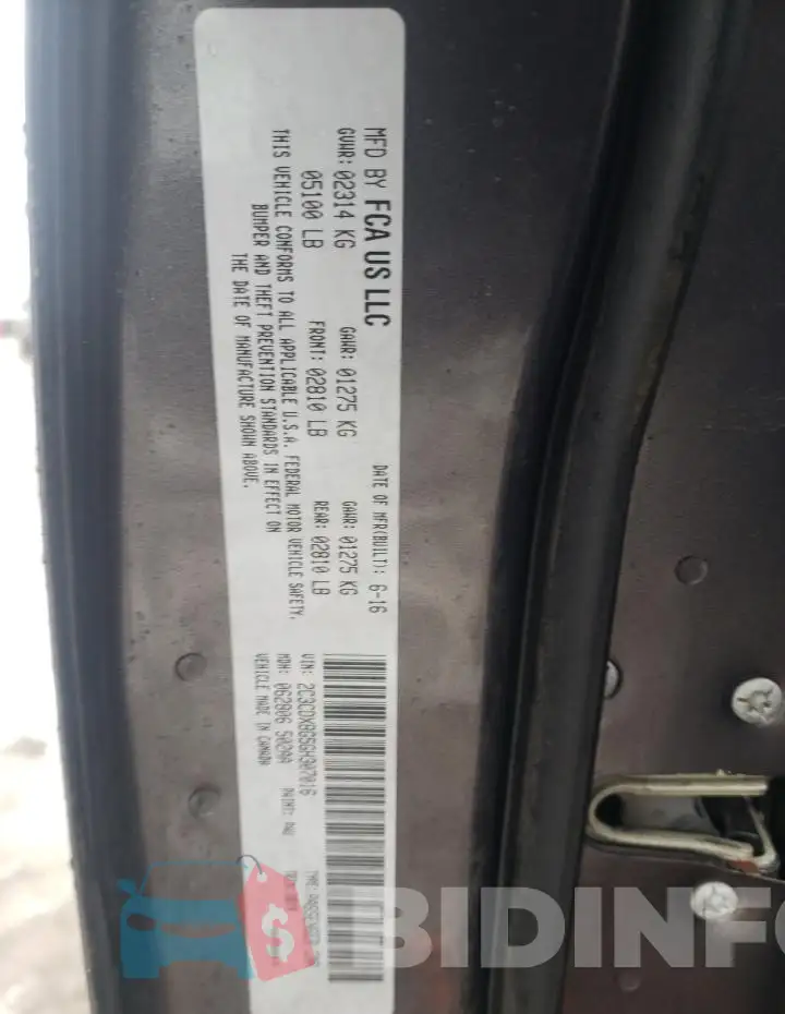 2C3CDXBG5GH307016 Photo# 12