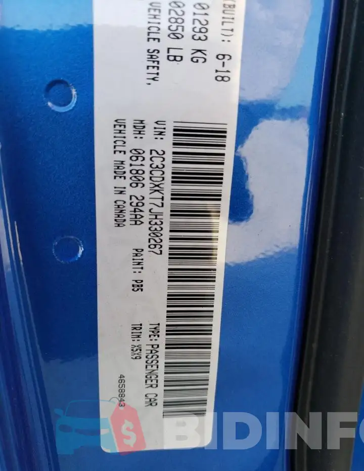 2C3CDXKT7JH330267 Photo# 12