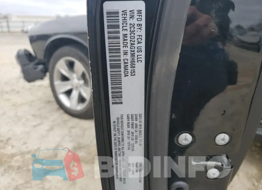 2C3CDZAGXMH668153 Photo# 12