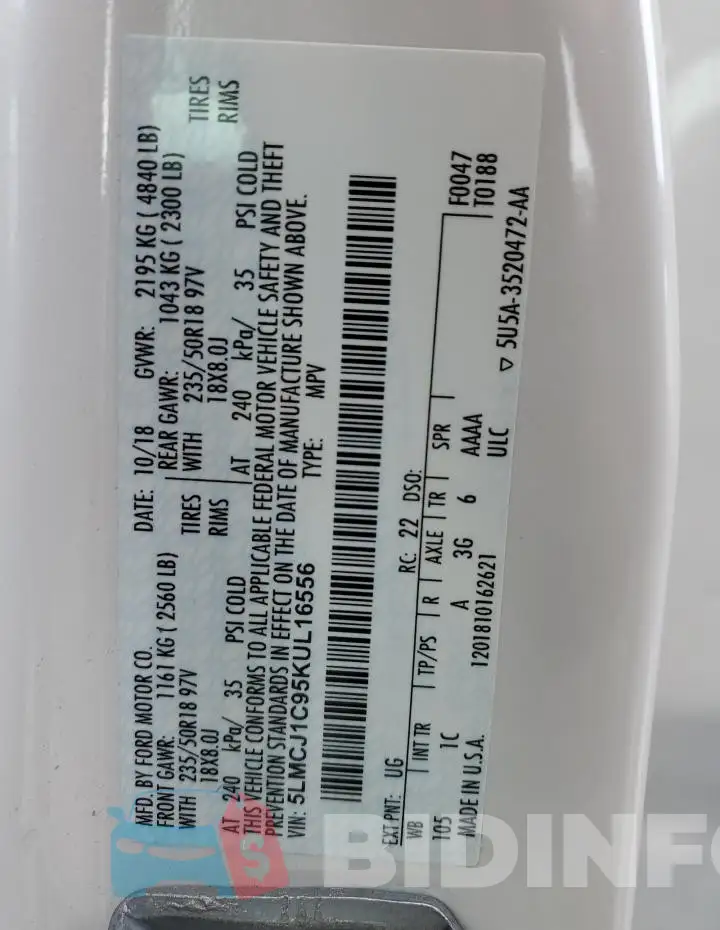 5LMCJ1C95KUL16556 Photo# 12