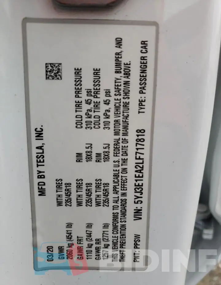 5YJ3E1EA2LF717818 Photo# 13