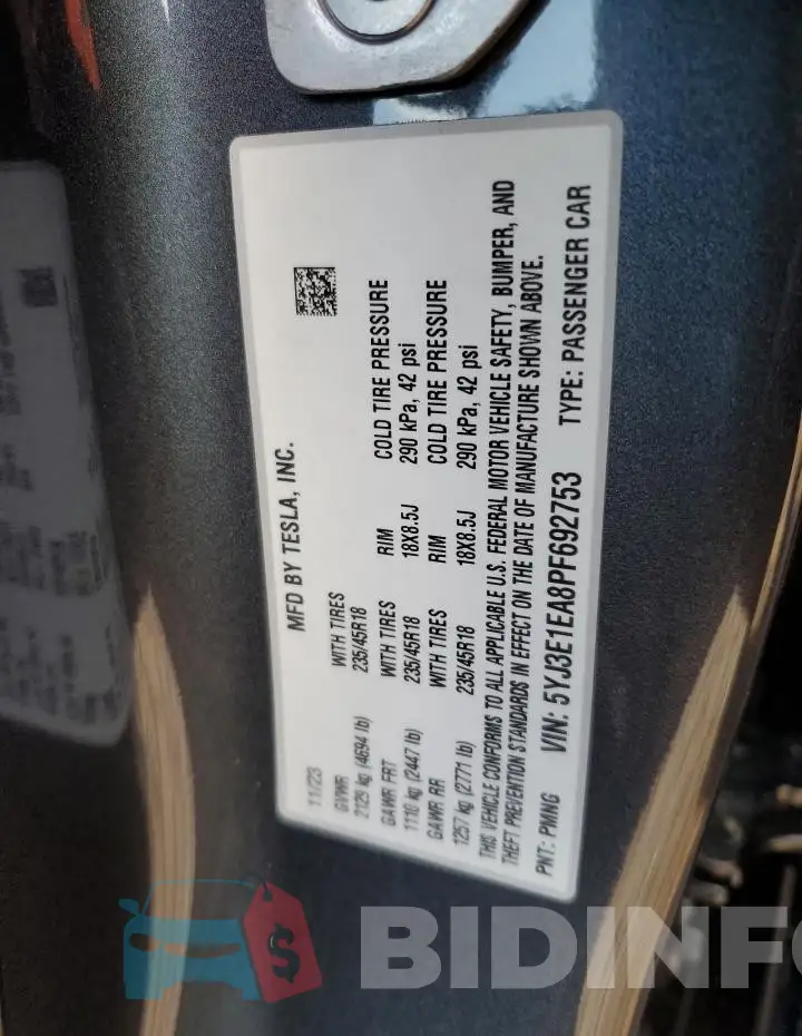 5YJ3E1EA8PF692753 Photo# 13