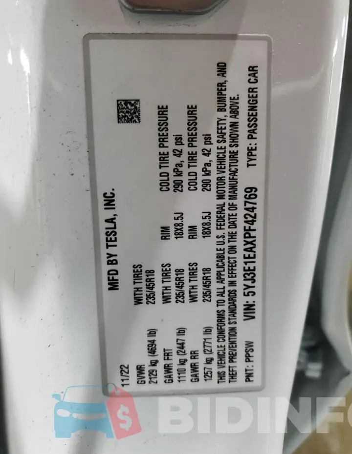 5YJ3E1EAXPF424769 Photo# 12