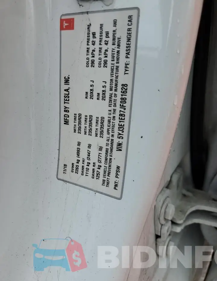5YJ3E1EB7JF081628 Photo# 13