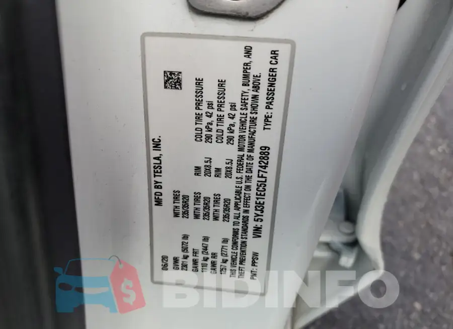 5YJ3E1EC5LF742889 Photo# 12