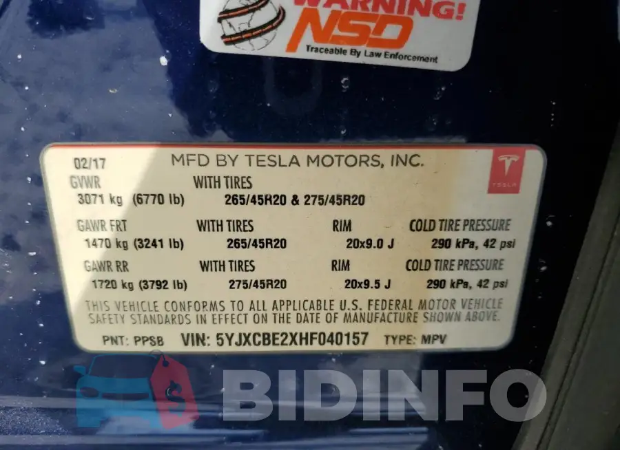 5YJXCBE2XHF040157 Photo# 12