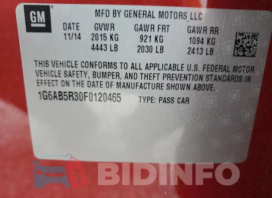 1G6AB5R30F0120465 Photo# 12