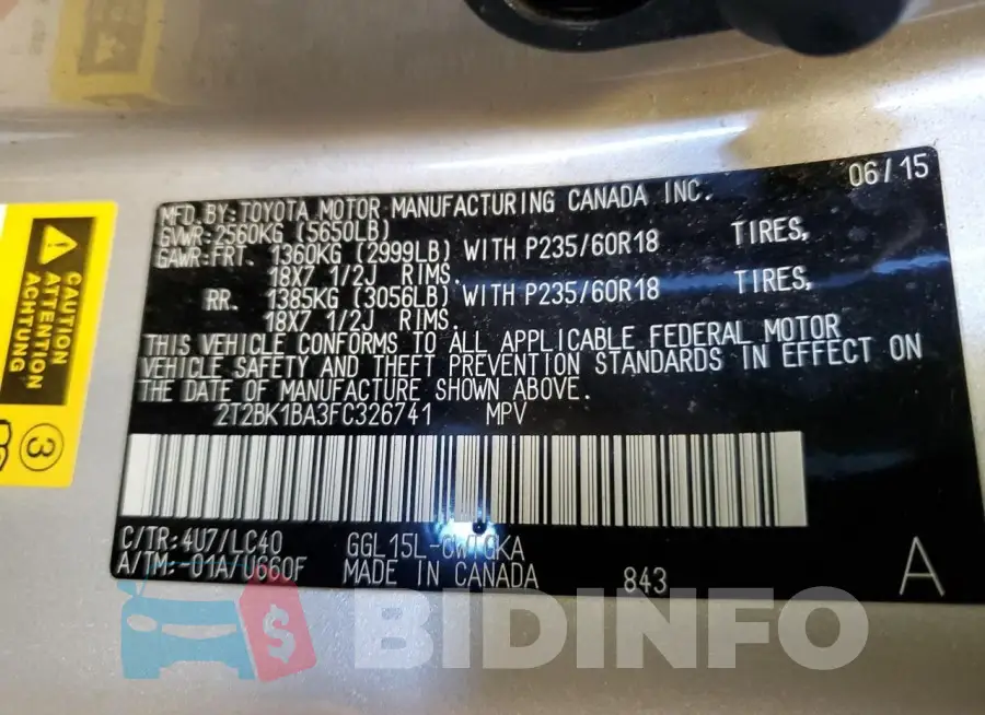 2T2BK1BA3FC326741 Photo# 13