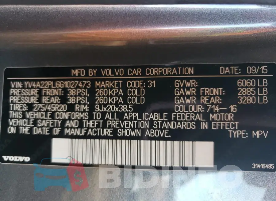 YV4A22PL6G1027473 Photo# 13