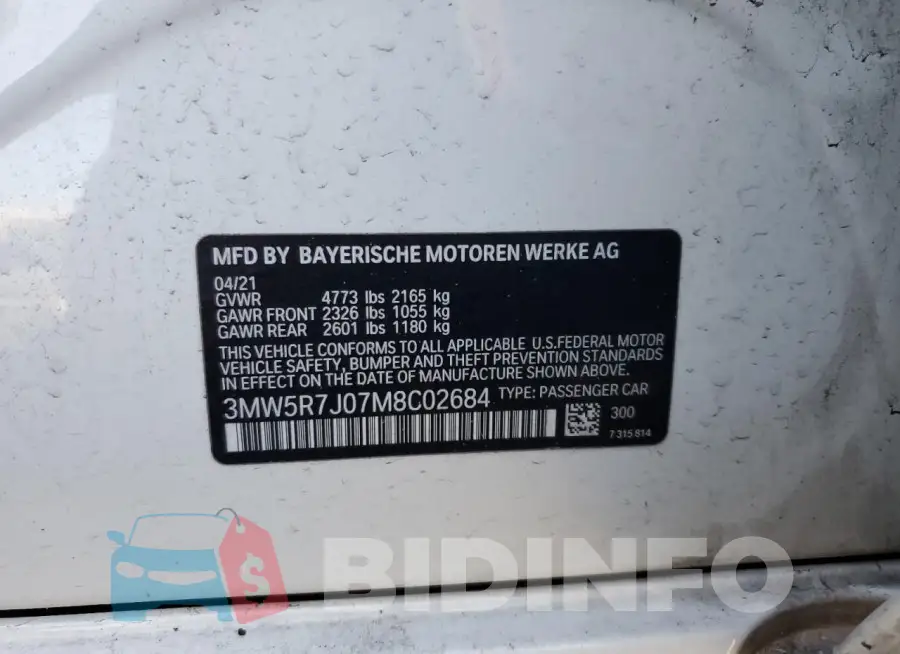 3MW5R7J07M8C02684 Photo# 12