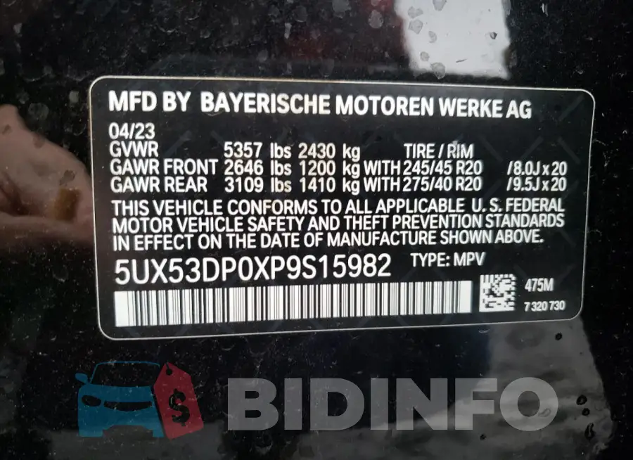 5UX53DP0XP9S15982 Photo# 13