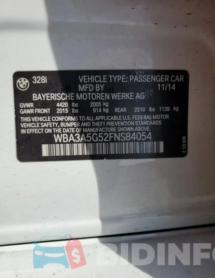 WBA3A5G52FNS84054 Photo# 12