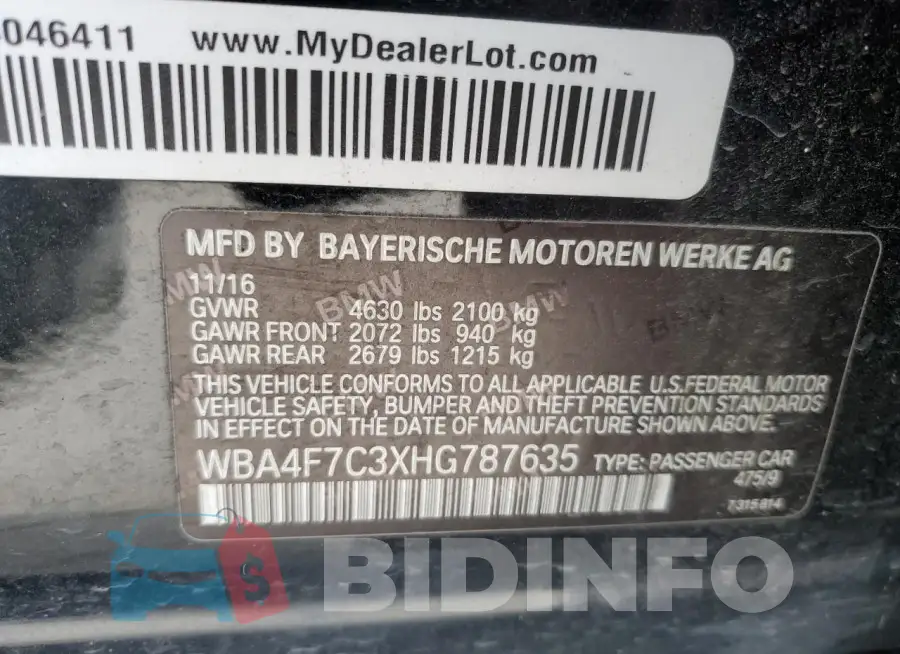WBA4F7C3XHG787635 Photo# 12
