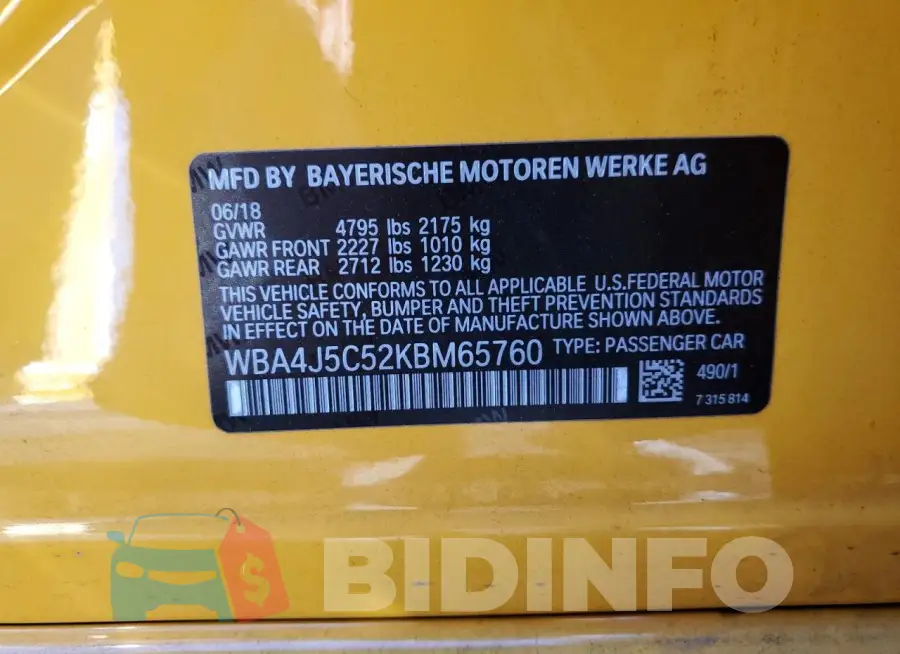 WBA4J5C52KBM65760 Photo# 12