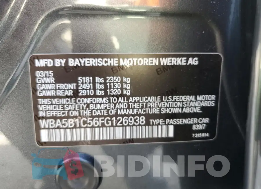 WBA5B1C56FG126938 Photo# 12