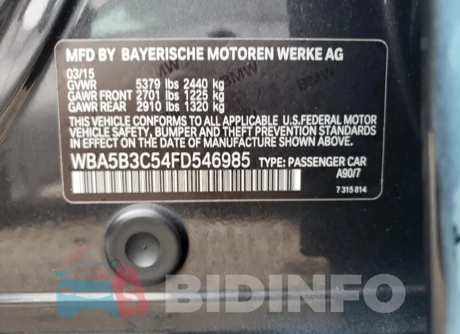WBA5B3C54FD546985 Photo# 12