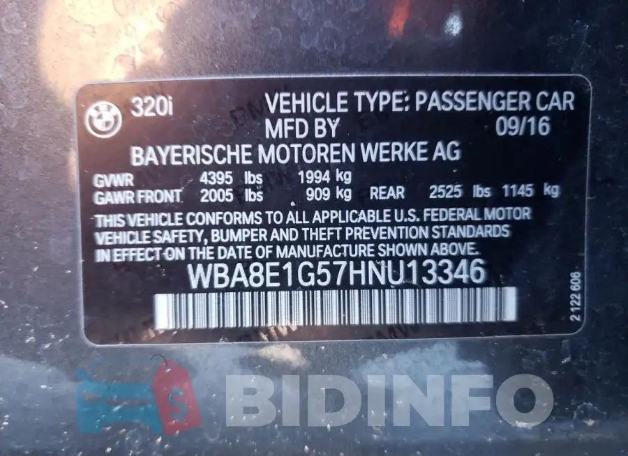 WBA8E1G57HNU13346 Photo# 13