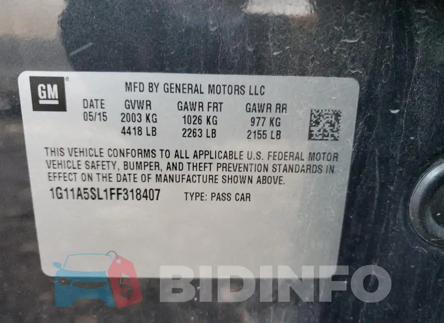 1G11A5SL1FF318407 Photo# 12