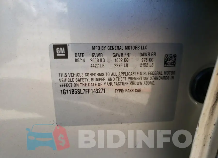 1G11B5SL7FF143271 Photo# 12