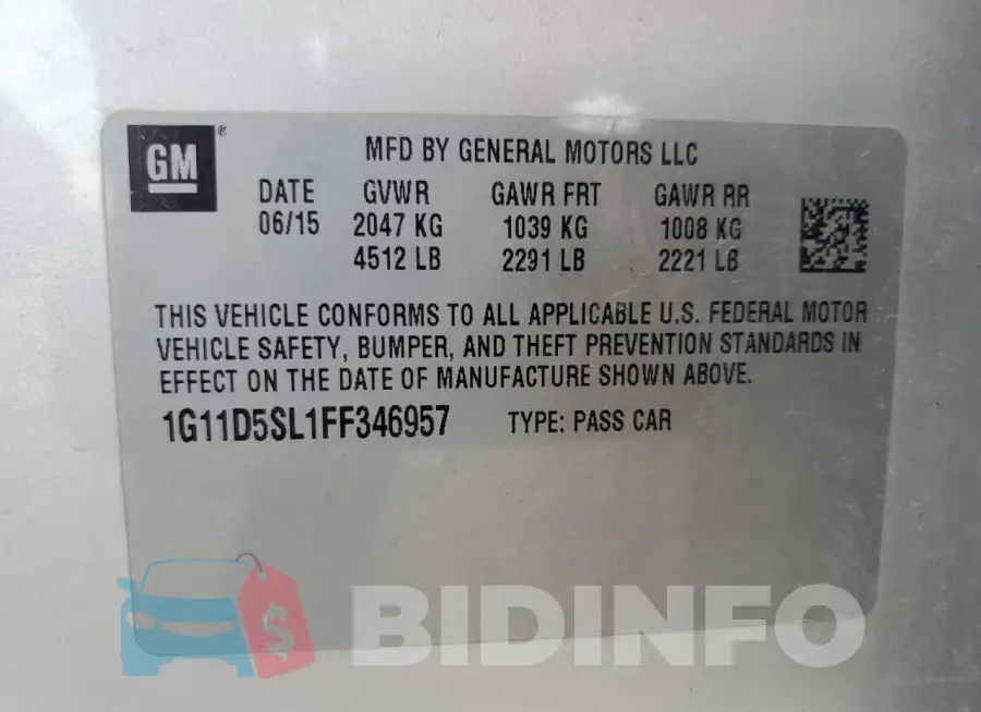 1G11D5SL1FF346957 Photo# 13