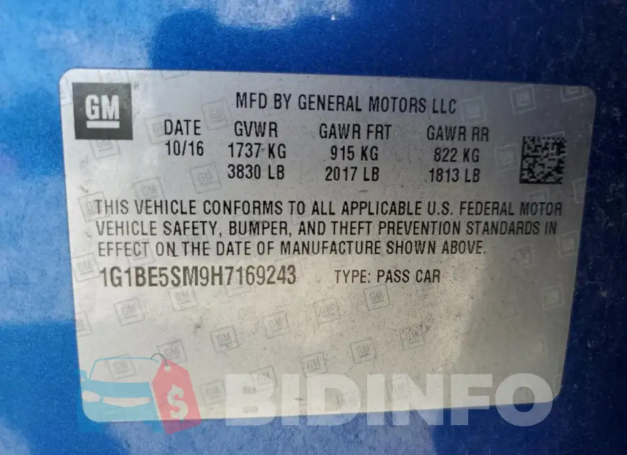1G1BE5SM9H7169243 Photo# 12